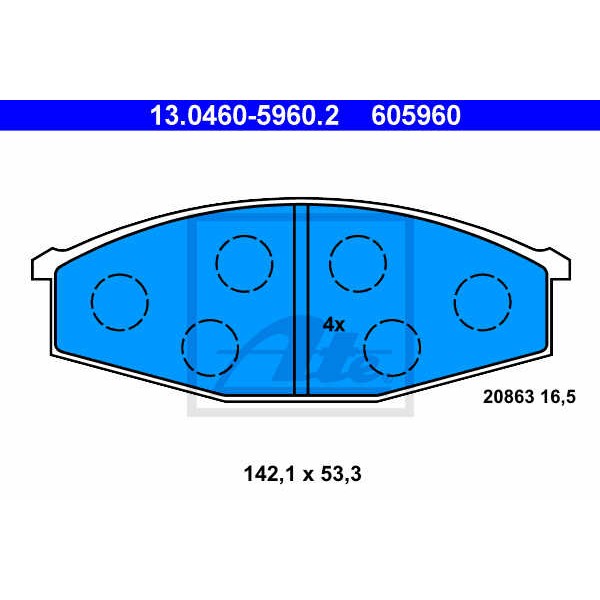 Слика на комплет феродо, дискови кочници ATE 13.0460-5960.2 за Nissan Patrol Hardtop (K260) 2.8 D - 103 коњи дизел