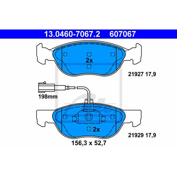 Слика на комплет феродо, дискови кочници ATE 13.0460-7067.2 за Alfa Romeo 145 (930) Hatchback 1.4 i.e. 16V T.S. - 103 коњи бензин