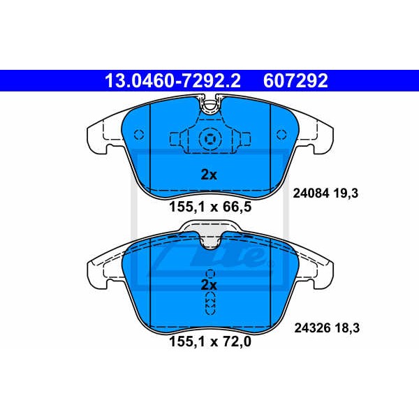 Слика на комплет феродо, дискови кочници ATE 13.0460-7292.2 за Jaguar S-Type Saloon (CCX) 4.2 V8 - 298 коњи бензин