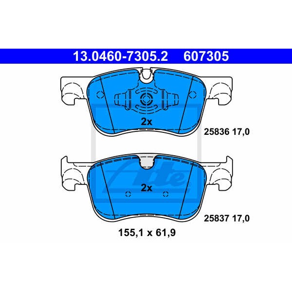 Слика на комплет феродо, дискови кочници ATE 13.0460-7305.2 за Citroen C4 Space Tourer 1.5 BlueHDi 130 - 130 коњи дизел