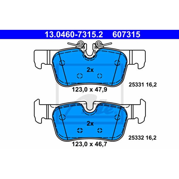 Слика на комплет феродо, дискови кочници ATE 13.0460-7315.2 за BMW 2 Gran Tourer F46 218 i - 136 коњи бензин