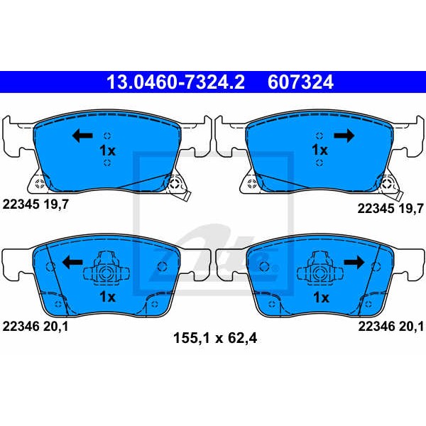 Слика на комплет феродо, дискови кочници ATE 13.0460-7324.2 за Opel Astra K (B16) 1.6 CDTi (68) - 110 коњи дизел