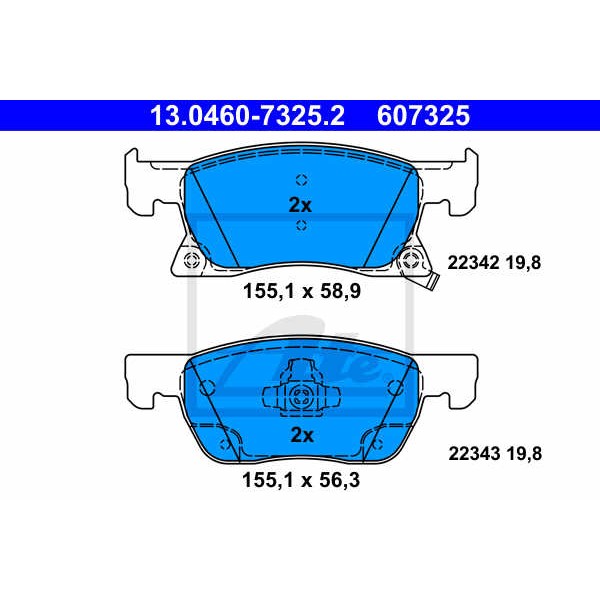 Слика на комплет феродо, дискови кочници ATE 13.0460-7325.2 за Opel Astra K (B16) 1.4 Turbo (68) - 125 коњи бензин