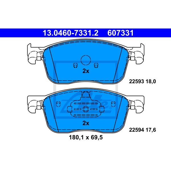 Слика на комплет феродо, дискови кочници ATE 13.0460-7331.2 за Citroen Space Tourer (V) 1.6 BlueHDi 95 - 95 коњи дизел