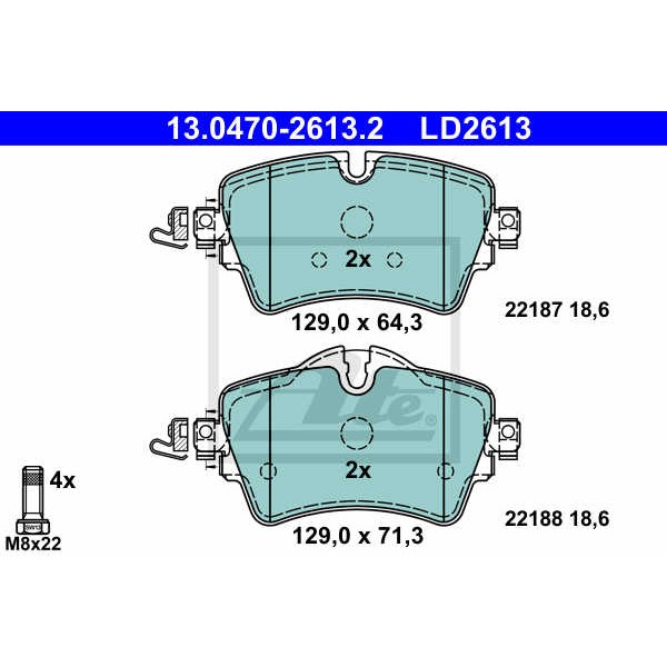 Слика на комплет феродо, дискови кочници ATE Ceramic 13.0470-2613.2 за Mini Clubman (F54) Cooper D - 136 коњи дизел