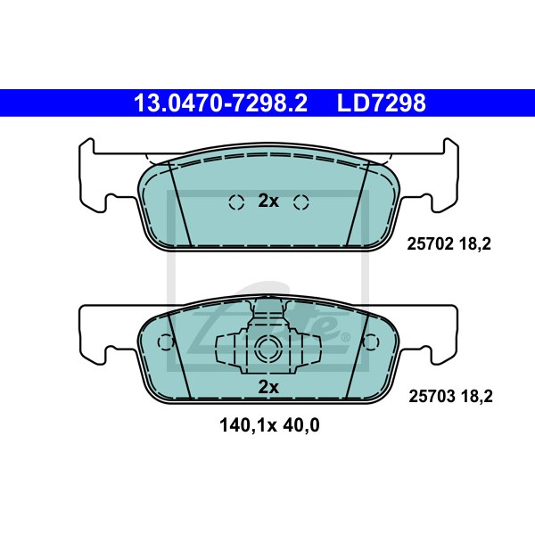 Слика на комплет феродо, дискови кочници ATE Ceramic 13.0470-7298.2 за Dacia Sandero 2 TCe 90 LPG - 90 коњи Бензин/Автогаз (LPG)