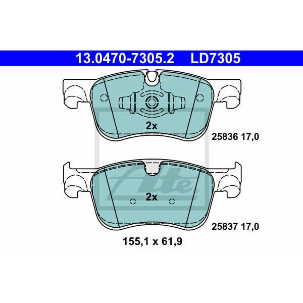 Слика на комплет феродо, дискови кочници ATE Ceramic 13.0470-7305.2 за Citroen C4 Grand Picasso 2 1.2 THP 130 - 130 коњи бензин