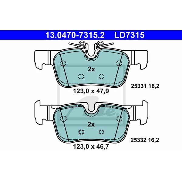 Слика на комплет феродо, дискови кочници ATE Ceramic 13.0470-7315.2 за Mini Clubman (F54) Cooper D - 136 коњи дизел