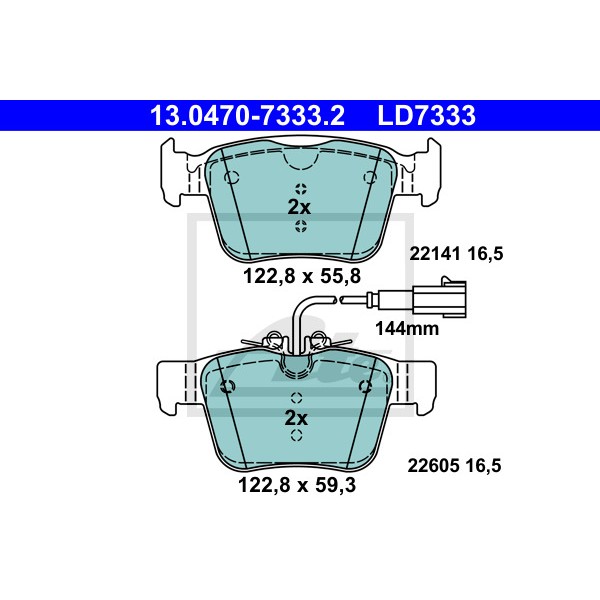 Слика на комплет феродо, дискови кочници ATE Ceramic 13.0470-7333.2 за Alfa Romeo GIULIA (952) 2.2 D (952AFA25, 952AFM25, 952ALA25) - 180 коњи дизел