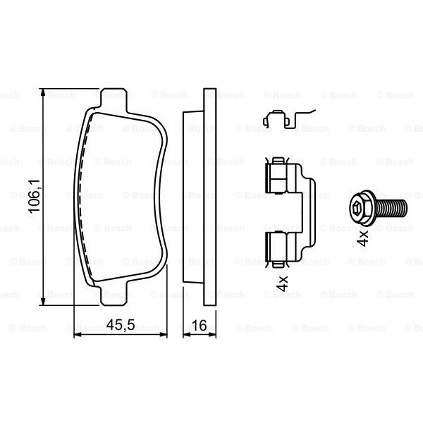 Слика на комплет феродо, дискови кочници BOSCH 0 986 494 735 за Renault Megane 3 Hatchback 1.5 dCi - 106 коњи дизел