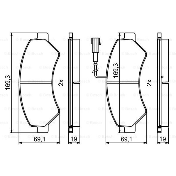 Слика на комплет феродо, дискови кочници BOSCH 0 986 494 799 за Citroen Relay VAN 2.2 HDi 110 - 110 коњи дизел