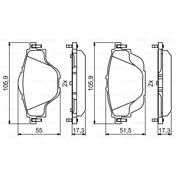 Слика на комплет феродо, дискови кочници BOSCH 0 986 494 805 за Citroen C4 Space Tourer 1.6 BlueHDi 100 - 99 коњи дизел