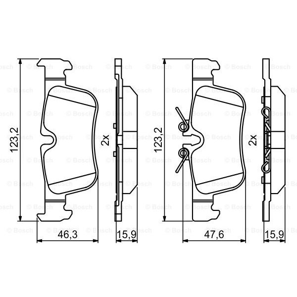 Слика на комплет феродо, дискови кочници BOSCH 0 986 494 812 за BMW 2 Active Tourer F45 220 D - 163 коњи дизел