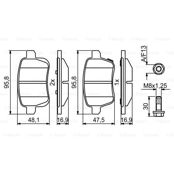 Слика на Комплет феродо, дискови кочници BOSCH 0 986 494 825