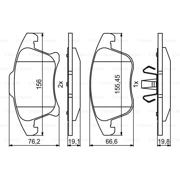 Слика на комплет феродо, дискови кочници BOSCH 0 986 494 837 за Ford Mondeo 5 Saloon 1.5 TDCi - 120 коњи дизел