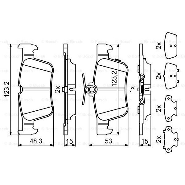 Слика на комплет феродо, дискови кочници BOSCH 0 986 494 839 за Ford Mondeo 5 Saloon 1.5 TDCi - 120 коњи дизел