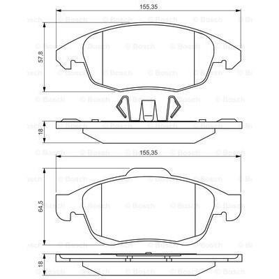 Слика на комплет феродо, дискови кочници BOSCH 0 986 495 258 за Citroen C4 Picasso UD 1.8 i 16V - 125 коњи бензин