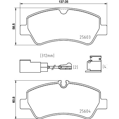 Слика на комплет феродо, дискови кочници BREMBO P 24 187 за Ford Transit Box 2014 3.7 CNG [RWD] - 269 коњи Бензин/Метан (CNG)