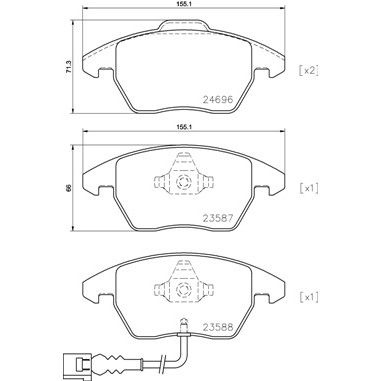 Слика на комплет феродо, дискови кочници BREMBO P 85 146 за Audi A3 (8P1) 2.0 TDI 16V - 140 коњи дизел