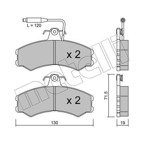 Слика на комплет феродо, дискови кочници METELLI 22-0031-0 за Peugeot J5 Bus (290P) 2.5 D 4x4 - 73 коњи дизел