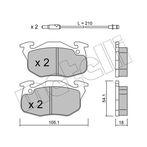 Слика на комплет феродо, дискови кочници METELLI 22-0037-0 за Renault Rapid Box 1.9 D (F40P, F40N, F40E) - 64 коњи дизел