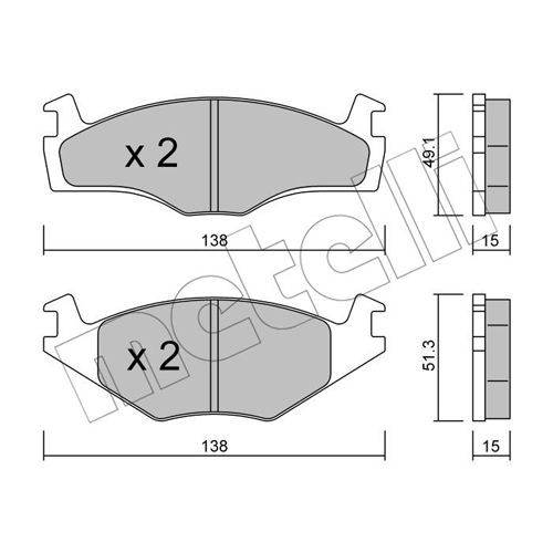 Слика на комплет феродо, дискови кочници METELLI 22-0045-0 за VW Scirocco (53B) 1.8 - 90 коњи бензин
