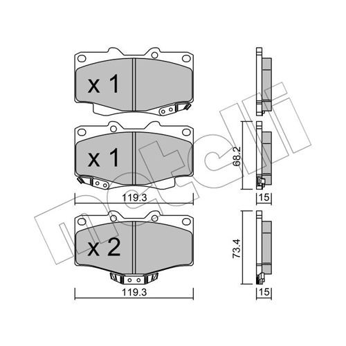 Слика на комплет феродо, дискови кочници METELLI 22-0129-0 за Toyota Land Cruiser Hardtop (J7) 3.0 TD - 125 коњи дизел