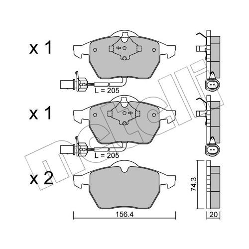 Слика на комплет феродо, дискови кочници METELLI 22-0181-3 за Audi A6 Avant (4B, C5) 1.8 T quattro - 150 коњи бензин