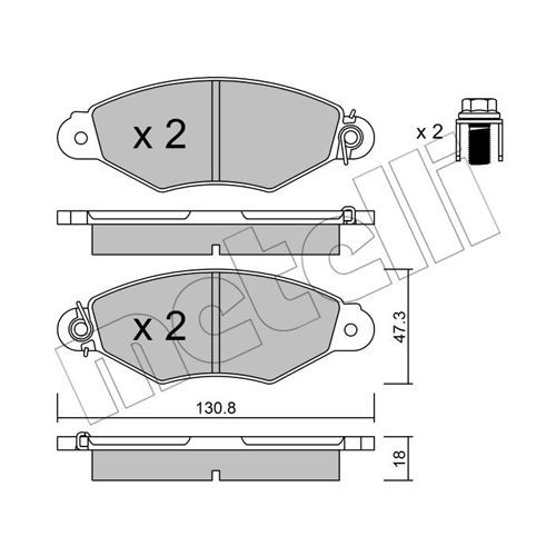 Слика на комплет феродо, дискови кочници METELLI 22-0253-0 за Nissan Kubistar Box 1.2 - 60 коњи бензин