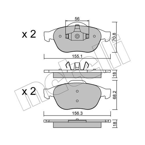 Слика на комплет феродо, дискови кочници METELLI 22-0336-1 за Renault Espace 4 (JK0) 2.0 dCi (JK03, JK04) - 173 коњи дизел