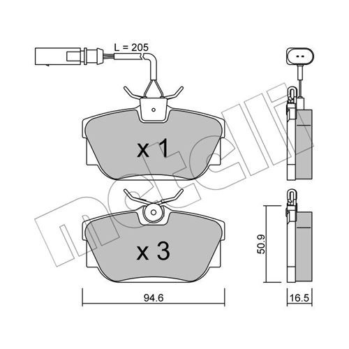 Слика на комплет феродо, дискови кочници METELLI 22-0346-1 за VW Transporter T4 Box 1.9 D - 60 коњи дизел