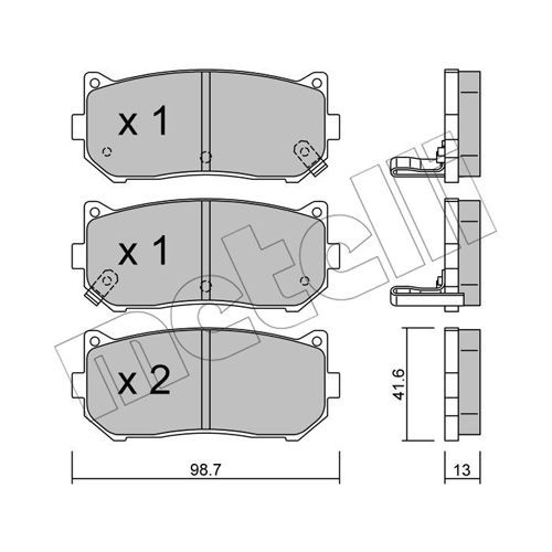 Слика на комплет феродо, дискови кочници METELLI 22-0372-0 за Kia Sephia Hatchback (FA) 1.6 i - 80 коњи бензин