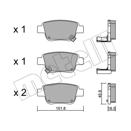 Слика на комплет феродо, дискови кочници METELLI 22-0451-0 за Toyota Avensis Hatchback (T25) 2.0 D-4D - 126 коњи дизел