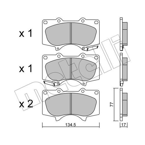 Слика на комплет феродо, дискови кочници METELLI 22-0454-0 за Toyota Land Cruiser 150 (J15) 4.0 V6 Dual VVTi - 279 коњи бензин