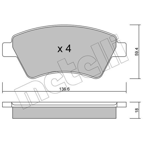 Слика на комплет феродо, дискови кочници METELLI 22-0544-0 за Renault Megane 2 Grandtour 1.6 - 113 коњи бензин