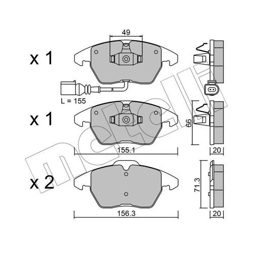 Слика на комплет феродо, дискови кочници METELLI 22-0548-0 за VW Caddy 3 Box 1.9 TDI 4motion - 105 коњи дизел