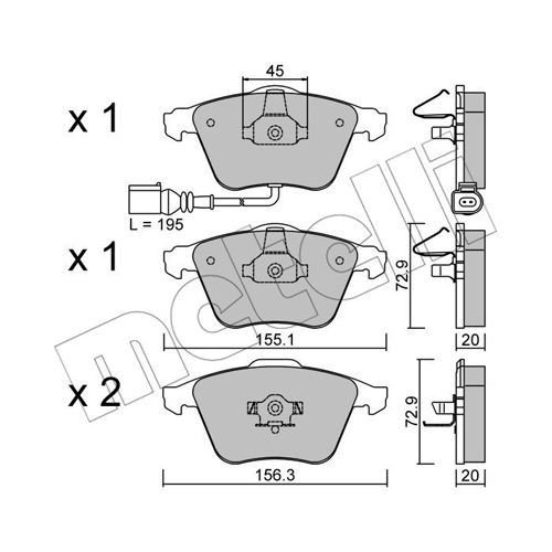 Слика на комплет феродо, дискови кочници METELLI 22-0549-2 за VW Passat 6 Variant (B6,3c5) 3.2 FSI 4motion - 250 коњи бензин