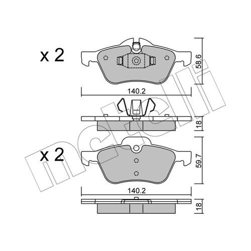 Слика на комплет феродо, дискови кочници METELLI 22-0555-0 за Mini Convertible (R52) One - 90 коњи бензин
