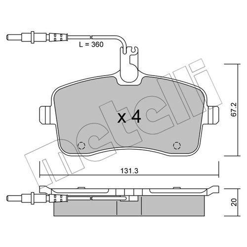 Слика на комплет феродо, дискови кочници METELLI 22-0600-0 за Peugeot 407 SW 1.8 - 116 коњи бензин