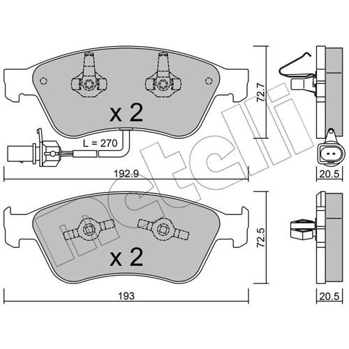 Слика на комплет феродо, дискови кочници METELLI 22-0662-0 за Audi A6 Avant (4F5, C6) 2.7 TDI - 163 коњи дизел