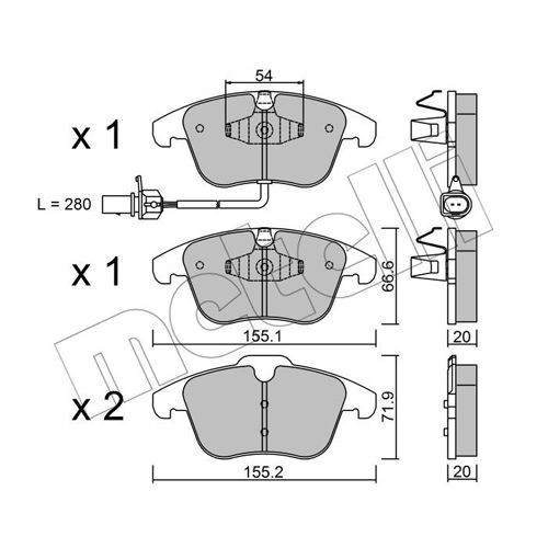 Слика на комплет феродо, дискови кочници METELLI 22-0675-2 за Audi A4 Avant (8K5, B8) 1.8 TFSI - 170 коњи бензин