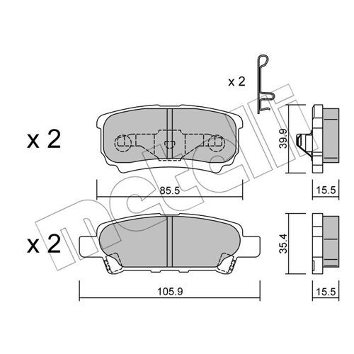 Слика на комплет феродо, дискови кочници METELLI 22-0737-0 за Mitsubishi Lancer Ex Saloon (CY-ZA) 1.8 Flex - 140 коњи Бензин/Етанол