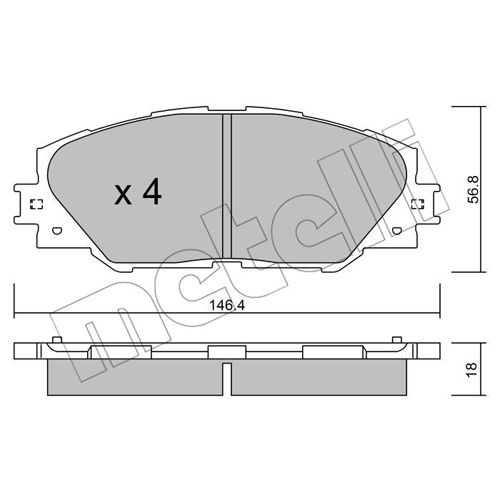 Слика на комплет феродо, дискови кочници METELLI 22-0748-0 за Toyota RAV4 2.0 VVT-i 4WD - 148 коњи бензин