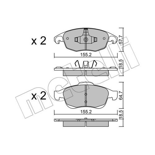 Слика на комплет феродо, дискови кочници METELLI 22-0800-0 за Citroen C4 Grand Picasso UA 1.6 HDi 110 - 112 коњи дизел