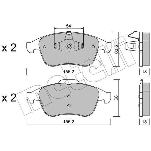 Слика на комплет феродо, дискови кочници METELLI 22-0803-2 за Renault Megane 3 Hatchback 2.0 TCe 220 - 220 коњи бензин