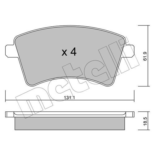 Слика на комплет феродо, дискови кочници METELLI 22-0812-0 за Mercedes Citan Dualiner (415) 111 CDI (415.601, 415.603, 415.605) - 110 коњи дизел