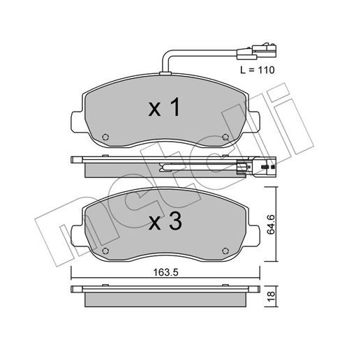 Слика на комплет феродо, дискови кочници METELLI 22-0898-0 за Renault Master 3 Platform (EV,HV,UV) 2.3 dCi [RWD] - 150 коњи дизел