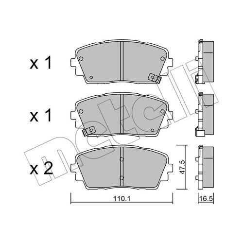 Слика на комплет феродо, дискови кочници METELLI 22-0941-0 за Kia Picanto hatchback (TA) 1.0 LPG - 67 коњи Бензин/Автогаз (LPG)