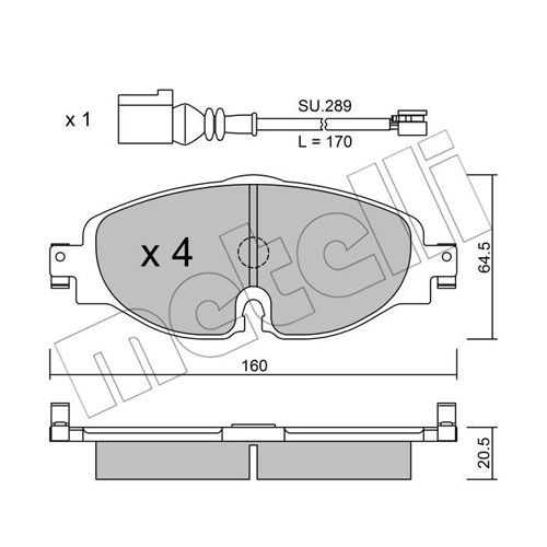 Слика на комплет феродо, дискови кочници METELLI 22-0950-0K за VW Golf 7 Estate (BA5) 1.2 TSI - 110 коњи бензин