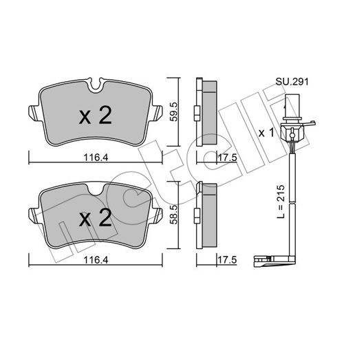 Слика на комплет феродо, дискови кочници METELLI 22-0955-0K за Audi A6 Avant (4G5, C7) 2.0 TFSI quattro - 249 коњи бензин